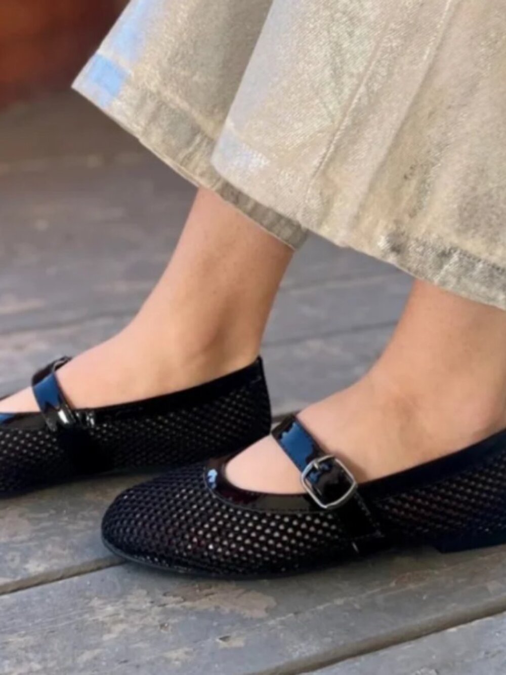 ALL BLACK Mesh Mary Jane Flats Size 37